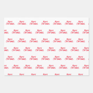 Handwritten Merry Christmas in Red Wrapping Paper Sheet