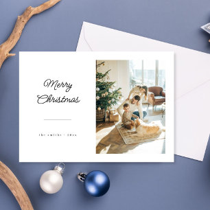 Handwritten Merry Christmas Joyful Family Photo Holiday Card