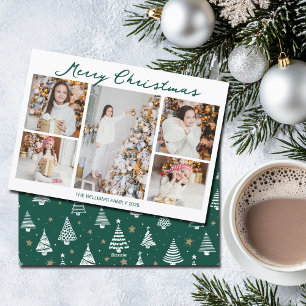 Handwritten Merry Christmas Photo Collage 2025 Holiday Card