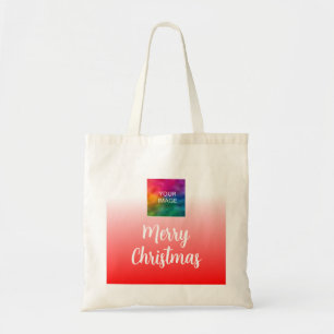 Handwritten Merry Christmas Photo or Logo Template Tote Bag