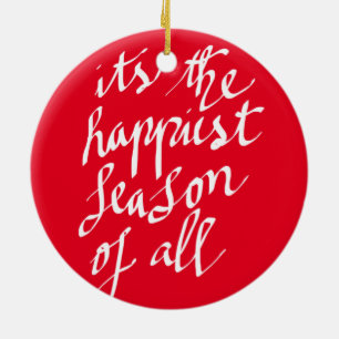 Handwritten Merry Christmas Script Holiday Ceramic Tree Decoration