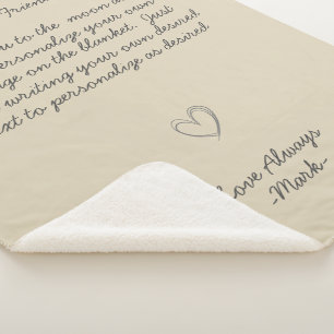 Handwritten Message Personalise Text Sherpa Blank Blanket