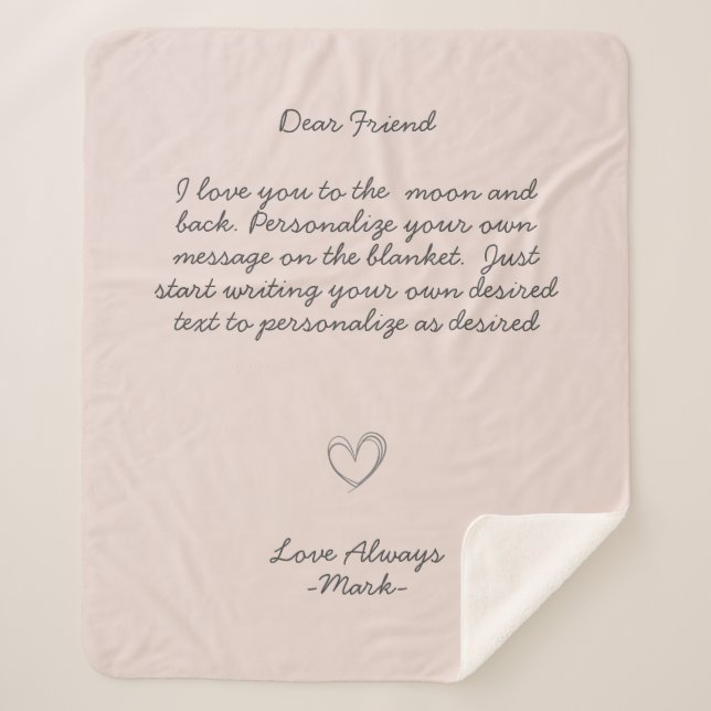 Handwritten Message Personalise Text  Sherpa Blank Blanket (Front)