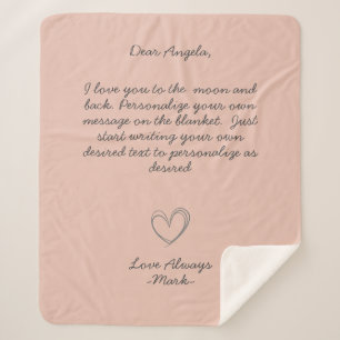 Handwritten Message Personalise Text  Sherpa Blanket