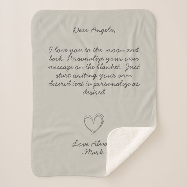 Handwritten Message Personalise Text  Sherpa Blanket (Front)