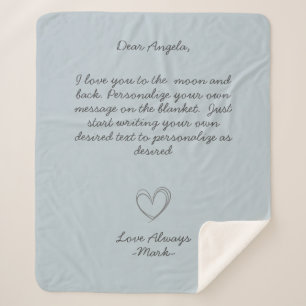 Handwritten Message Personalise Text  Sherpa Blanket