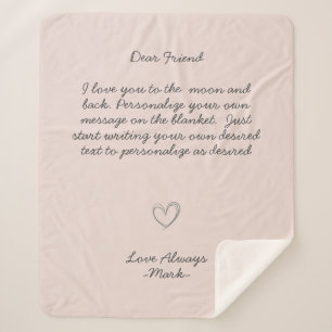 Handwritten Message Personalize Text  Sherpa Blank Blanket