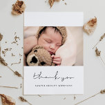 Handwritten minimalist Baby shower thank you card<br><div class="desc">Modern and simple baby shower thank you card. Fully customisable with your baby's picture,  name and other details. Editable colours and background.</div>