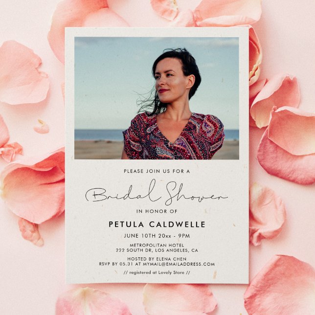 Handwritten minimalist bridal shower photo invitation (Creator Uploaded)