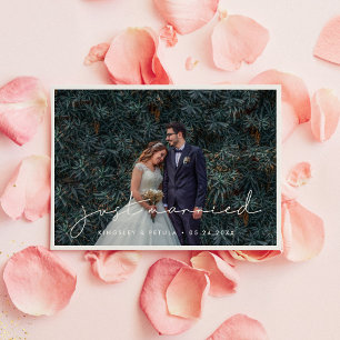 Handwritten minimalist Just married photo Announcement