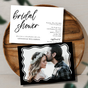 Handwritten Minimalist Modern Photo Bridal Shower Invitation