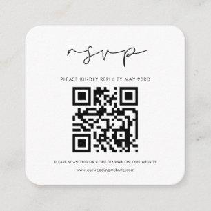 Handwritten minimalist QR code RSVP response Enclosure Card