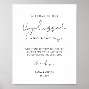 Handwritten minimalist Unplugged wedding ceremony Poster
