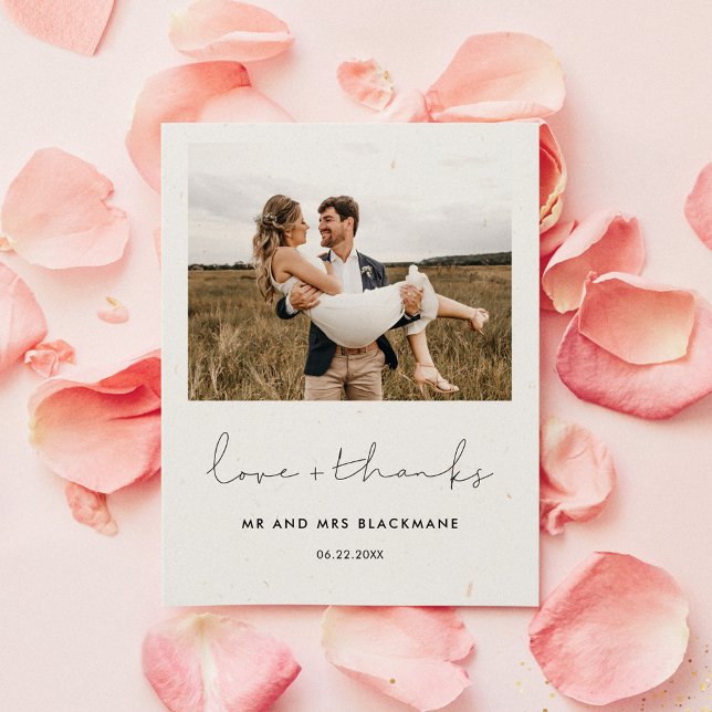 Handwritten minimalist wedding photo Thank you Card (Creator Uploaded)