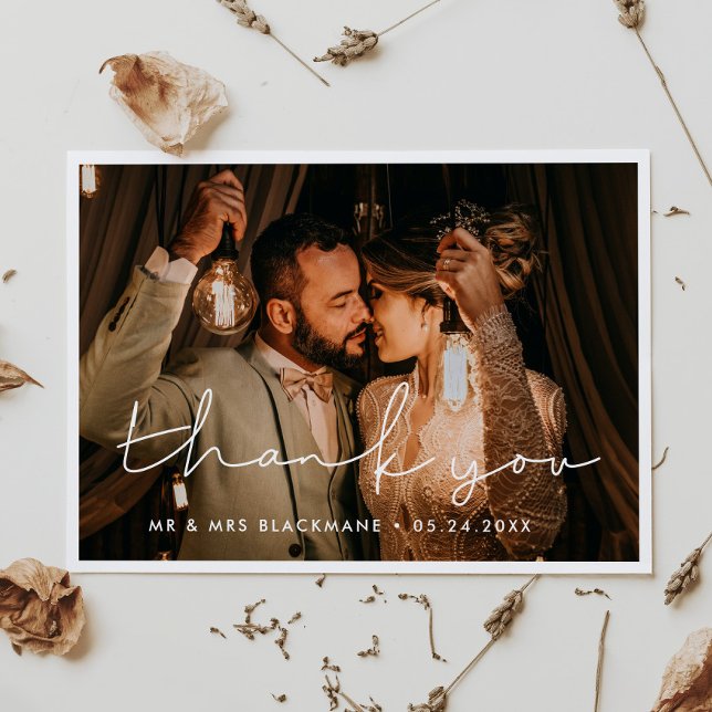 Handwritten minimalist wedding Thank You card (Creator Uploaded)