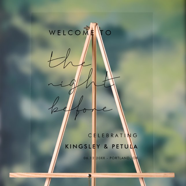 Handwritten minimalist Welcome to The Night before Acrylic Sign (Neutral)