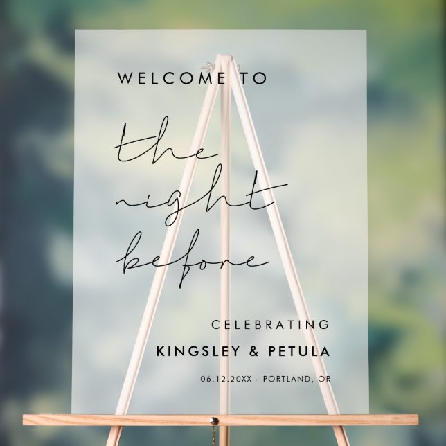 Handwritten minimalist Welcome to The Night before Acrylic Sign (Neutral)