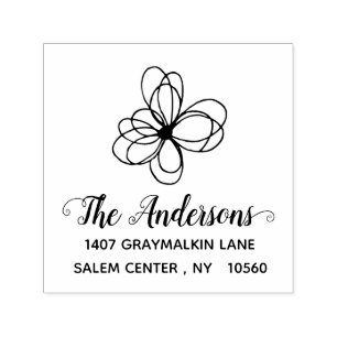 Handwritten Modern Flower Custom Return Address Self-inking Stamp