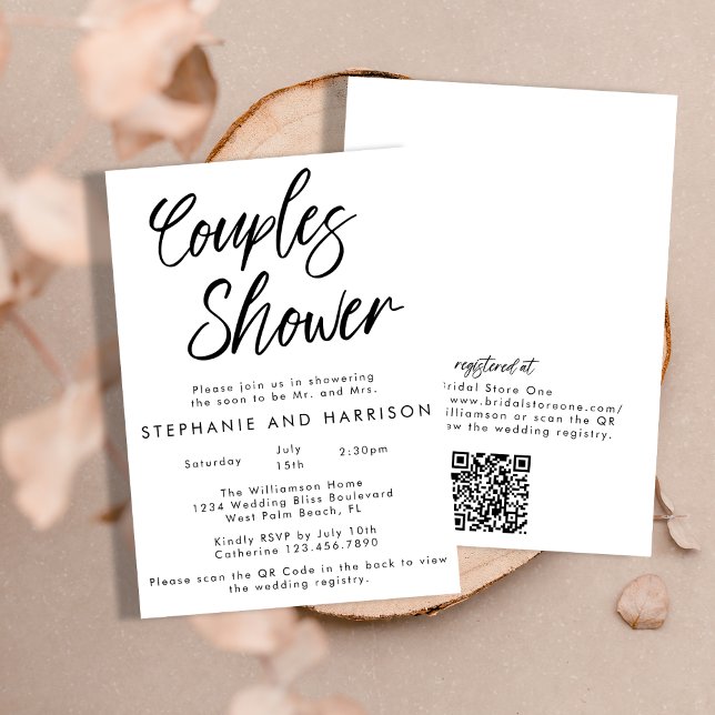 Handwritten Modern Minimal QR Code Couples Shower Invitation (Creator Uploaded)