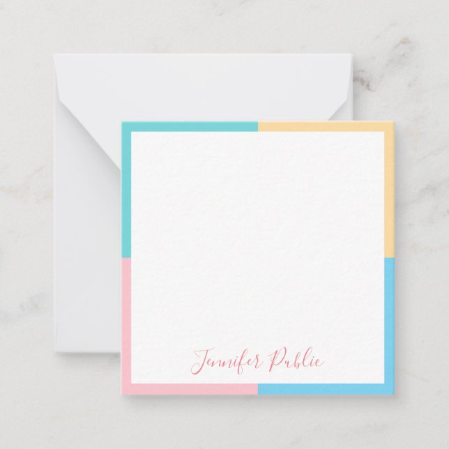 Handwritten Modern Pink Yellow Blue Green Template (Front)