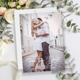 Handwritten Modern Wedding Engagement Photo Save The Date