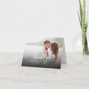 Handwritten Modern Wedding Photo Thank You Card