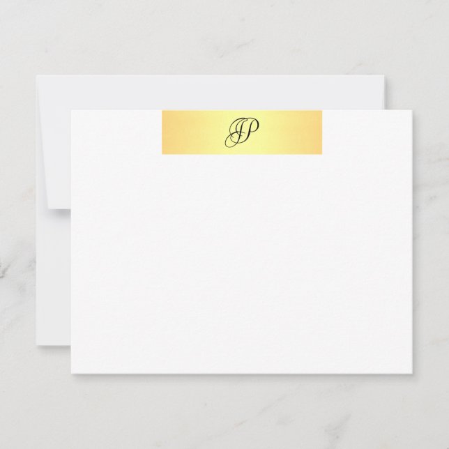 Handwritten Monogram Name Faux Gold Elegant Card (Front)