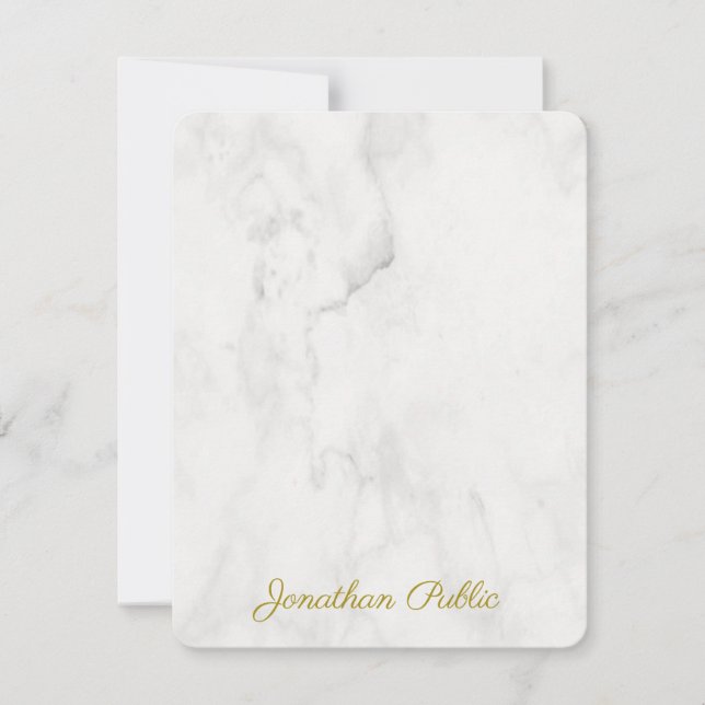 Handwritten Monogram Name Gold Text Script Elegant Card (Front)