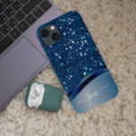 Handwritten Monogram Navy Blue  Metal Glitter Case-Mate iPhone Case<br><div class="desc">The design is a photo and the cases are not made with actual glitter, sequins, metals or woods. This design is also available on other phone models. Choose Device Type to see other iPhone, Samsung Galaxy or Google cases. Some styles may be changed by selecting Style if that is an...</div>