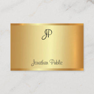 Handwritten Monogram Script Gold Modern Elegant Business Card