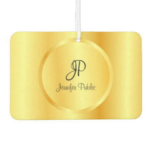 Handwritten Monogrammed Faux Gold Template Car Air Freshener