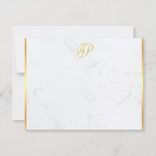 Handwritten Monogrammed Gold Marble Modern Card