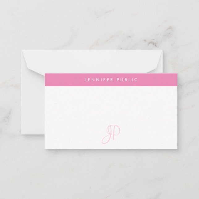 Handwritten Monogrammed Hot Pink White Template (Front)