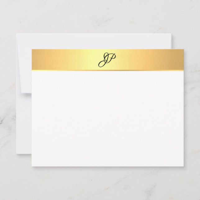Handwritten Monogrammed Name Faux Gold Modern Card (Front)