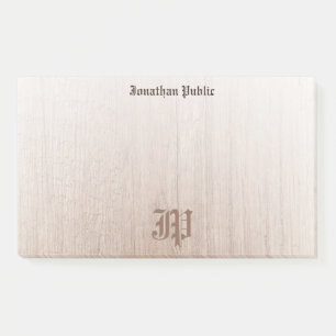 Handwritten Monogrammed Template Wood Look Post-it Notes