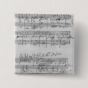 Handwritten musical score 15 cm square badge