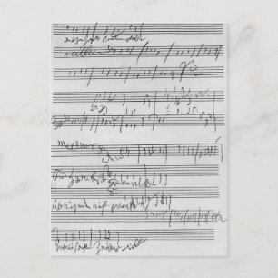 Handwritten musical score postcard