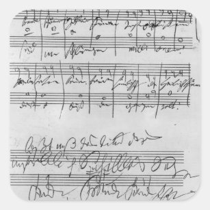Handwritten musical score square sticker