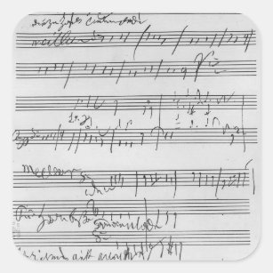 Handwritten musical score square sticker