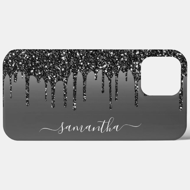 Handwritten Name Black Metal Glitter Look  Case-Mate iPhone Case (Back (Horizontal))