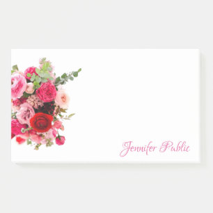 Handwritten Name Chic Watercolor Floral Template Post-it Notes