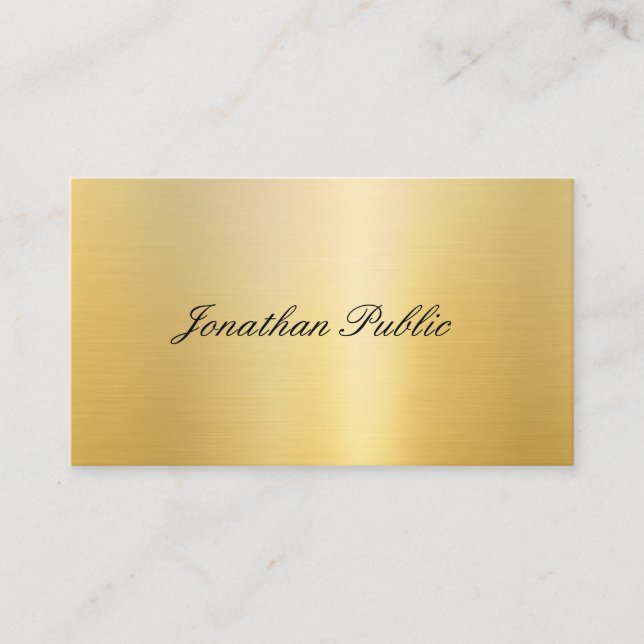 Handwritten Name Elegant Faux Gold Modern Template Business Card (Front)