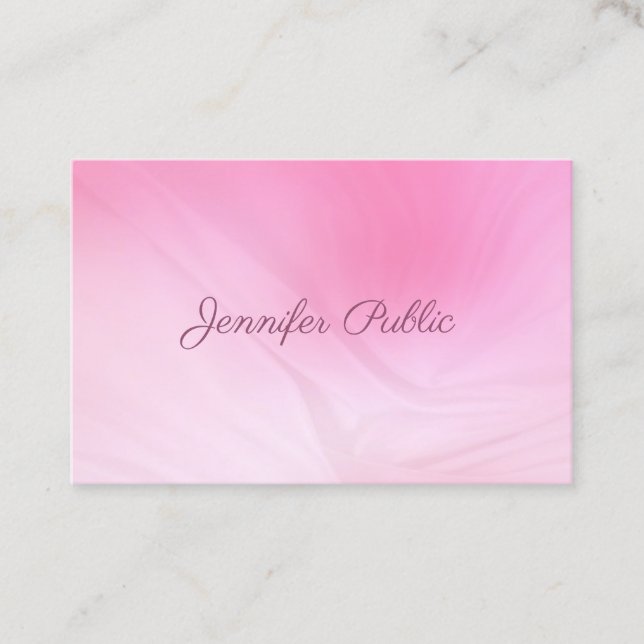 Handwritten Name Elegant Pink Professional Trendy Business Card (Front)