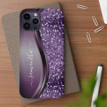 Handwritten Name Glam Purple Metal Glitter  Case-Mate iPhone Case<br><div class="desc">The design is a photo and the cases are not made with actual glitter, sequins, metals or woods. This design is also available on other phone models. Choose Device Type to see other iPhone, Samsung Galaxy or Google cases. Some styles may be changed by selecting Style if that is an...</div>