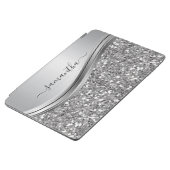 Handwritten Name Glam Silver Metal Glitter iPad Air Cover (Side)