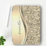 Handwritten Name Glam Silver Metal Glitter iPad Air Cover<br><div class="desc">The design is a photo and the cases are not made with actual glitter, sequins, metals or woods. This design is also available on other models. You may also transfer this design to another product. No actual glitter was used to make this product. This design may be personalised in the...</div>