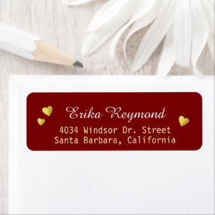 Handwritten Name Gold Hearts dark-red