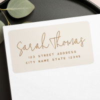 Handwritten name light tan brown return address