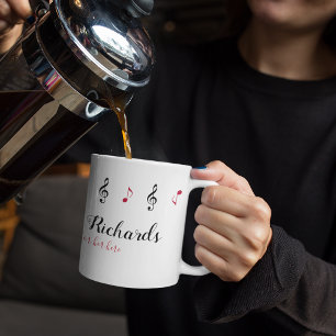 handwritten name + music notes + custom message coffee mug