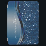 Handwritten Name Navy Blue  Metal Glitter iPad Air Cover<br><div class="desc">The design is a photo and the cases are not made with actual glitter, sequins, metals or woods. This design is also available on other models. You may also transfer this design to another product. No actual glitter was used to make this product. This design may be personalised in the...</div>